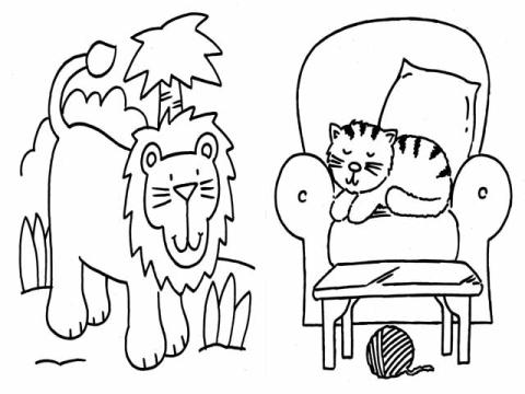 Спящий кот и лев